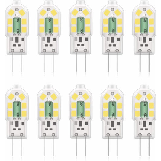 G4 2W LED Bulb, 20W Halogen Bulbs Equivalent, Cool White 6000K, 200Lm, 12X Smd, 12V Ac/Dc - Pack Of 10 [Energy Class A+]