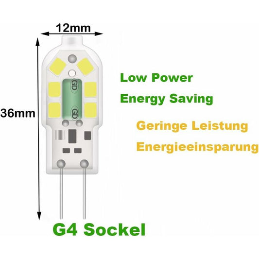 G4 2W LED Bulb, 20W Halogen Bulbs Equivalent, Cool White 6000K, 200Lm, 12X Smd, 12V Ac/Dc - Pack Of 10 [Energy Class A+]