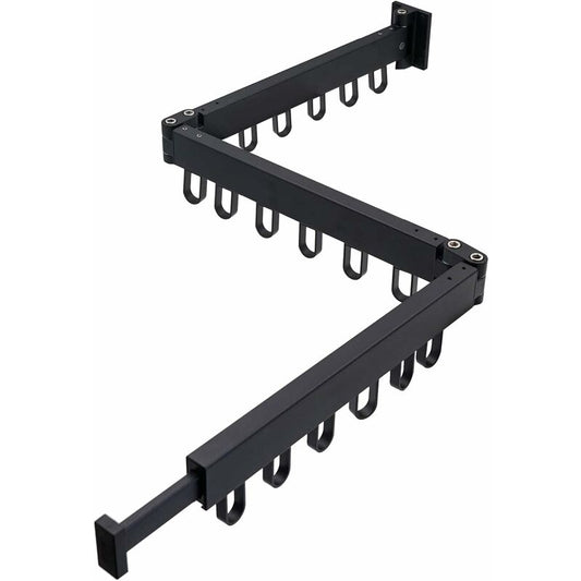 3 Tier Extendable Wall Mounted Clothes Drying Rack For Balcony And Bathroom Black Foldable Wall Mounted