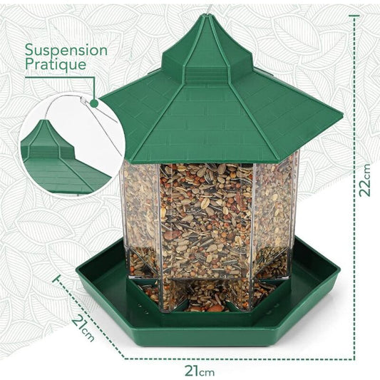 Hanging Outdoor Bird Feeder - Large Capacity Hexagonal Bird Feeder, Waterproof - Outdoor Bird Feeder With Seed