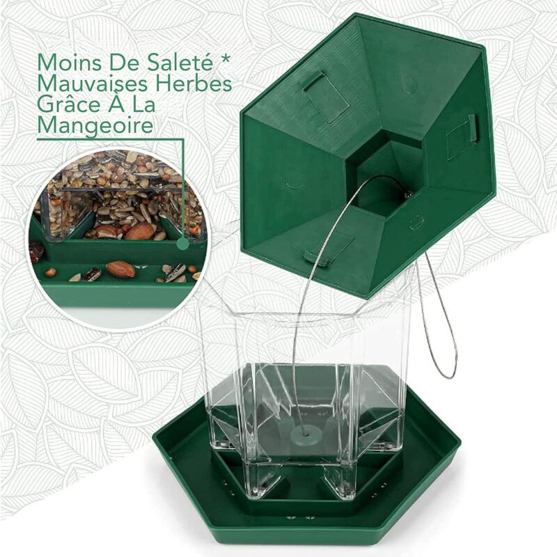 Hanging Outdoor Bird Feeder - Large Capacity Hexagonal Bird Feeder, Waterproof - Outdoor Bird Feeder With Seed