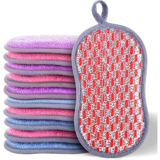 10 pcs Colorful Cleaning Sponges, Premium Non-Scratch Reusable Dishwashing Sponges For Kitchen, Bathroom, Easy Dish