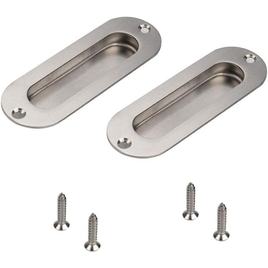 Flush Door Handle 2 Pieces Brushed Stainless Steel Flush Handle Sliding Door Handle Cupboard Door Handle With Screws