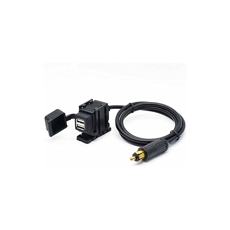 Din Hella Motorcycle Dual Usb Charger Socket Power Adapter 2.1A With 1.8M Cable For Phone / Iphone / Gps Satnav