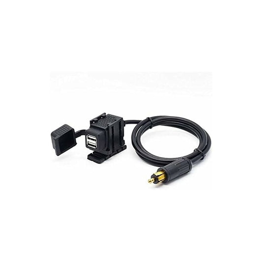 Din Hella Motorcycle Dual Usb Charger Socket Power Adapter 2.1A With 1.8M Cable For Phone / Iphone / Gps Satnav