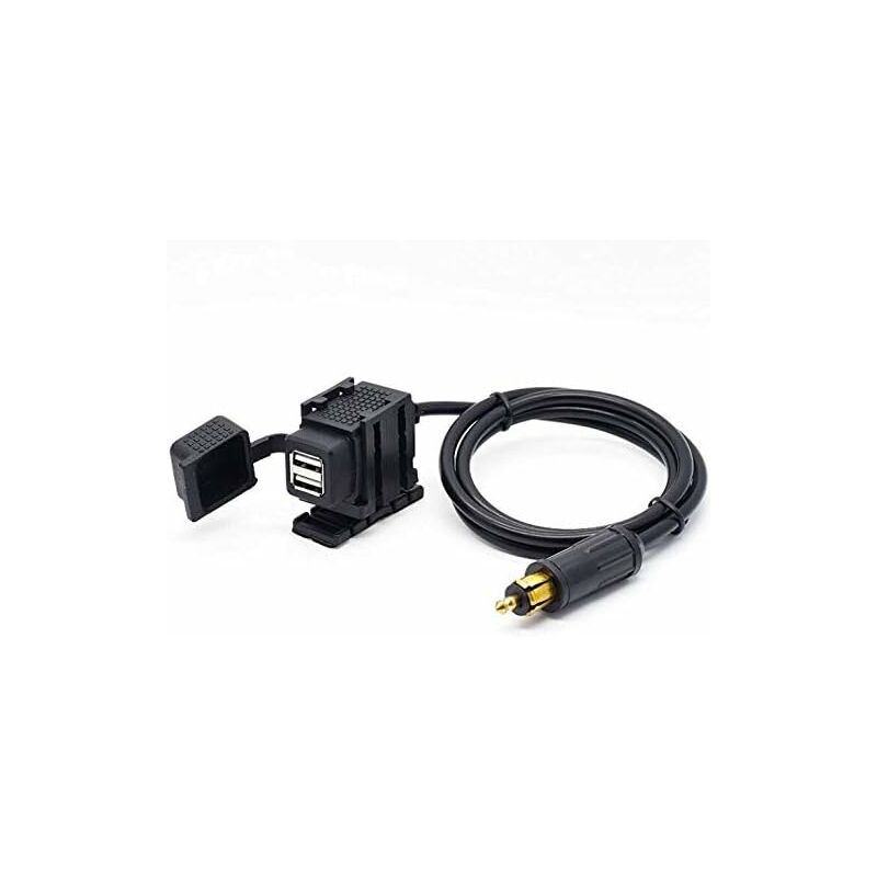 Din Hella Motorcycle Dual Usb Charger Socket Power Adapter 2.1A With 1.8M Cable For Phone / Iphone / Gps Satnav