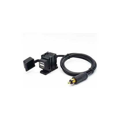 Din Hella Motorcycle Dual Usb Charger Socket Power Adapter 2.1A With 1.8M Cable For Phone / Iphone / Gps Satnav