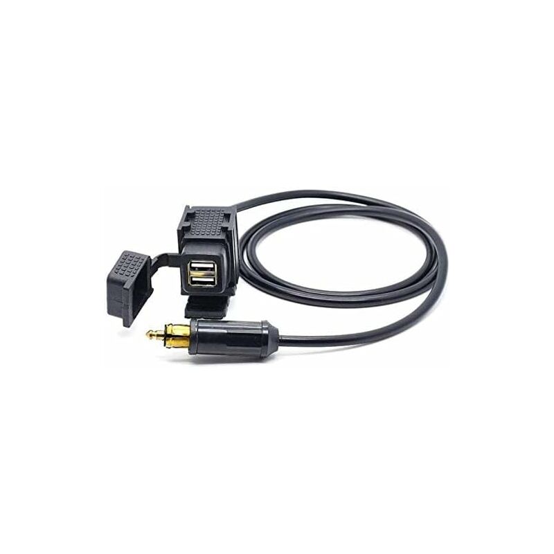 Din Hella Motorcycle Dual Usb Charger Socket Power Adapter 2.1A With 1.8M Cable For Phone / Iphone / Gps Satnav