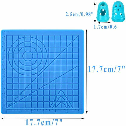 3D Printing Pen Mat, 3D Pen Silicone Mat With Multi-Shaped Base Art Craft And 2 Silicone Caps For Kids, Adults,