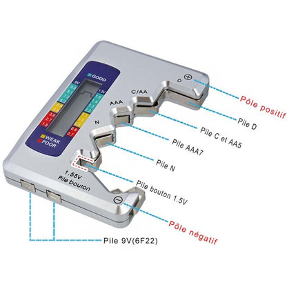 Universal Digital Battery Tester For Aaa Cdn 9V 1.5V Button Cell Mini Batteries