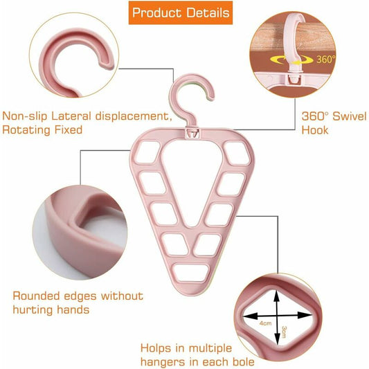 Magic Hanger Organizer, Space Saving Multi-Function Coat Rack Hangers, 9 Hole Triangle Multifunctional Non-Slip Hanger,