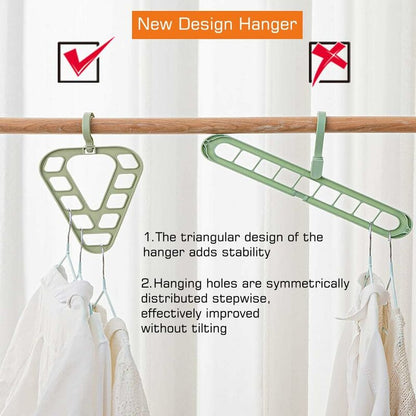 Magic Hanger Organizer, Space Saving Multi-Function Coat Rack Hangers, 9 Hole Triangle Multifunctional Non-Slip Hanger,