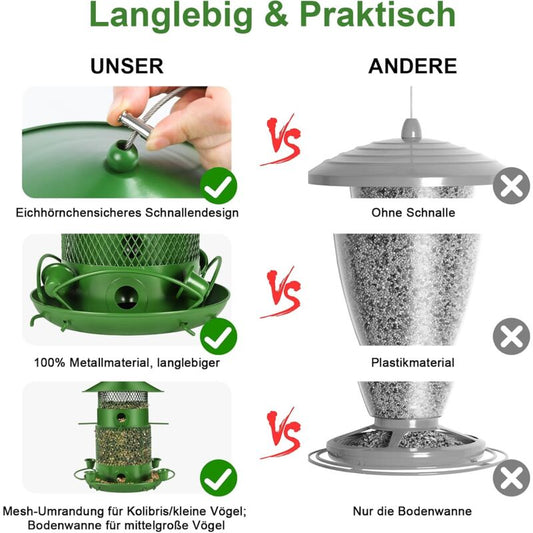 27Cm Hanging Bird Feeder, Outdoor Waterproof Hummingbird Lantern Feeder, 2.5L Weatherproof Large Capacity Seed