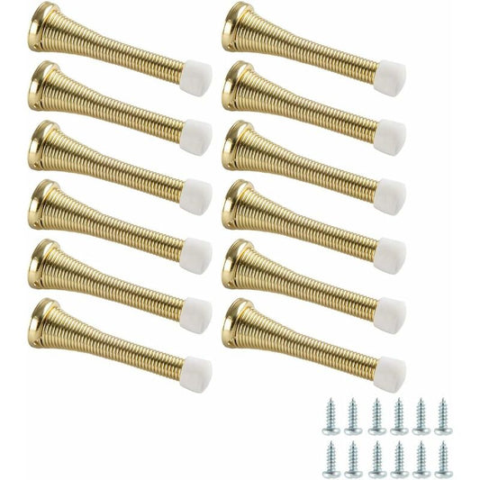 12 Pack Spring Door Stops - Polished Brass