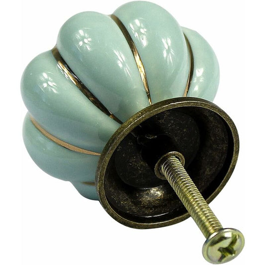 10 pcs Vintage European Style Ceramic Pumpkin Cabinet Knobs Dresser Cupboard Drawer Pull Handles Knobs, Light Blue