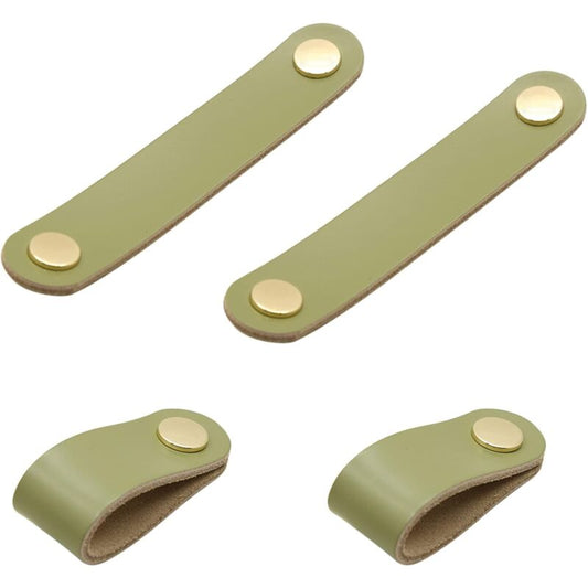 4 pcs Leather Handle Furniture Knobs Leather Handles Window Leather Door Knobs Wardrobe Door Knobs For Cabinets