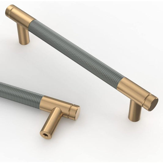 10 Pieces Kitchen Cabinet Handles Gray Gold 128Mm Gold Alloy Furniture Handles With Screws, For Desks, Drawers,