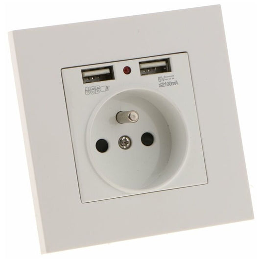 Sharplace Wall Socket, Wall Socket, Dual Usb 5V/2100Ma, 2 Port Usb Socket Convenient And Easy To Manage