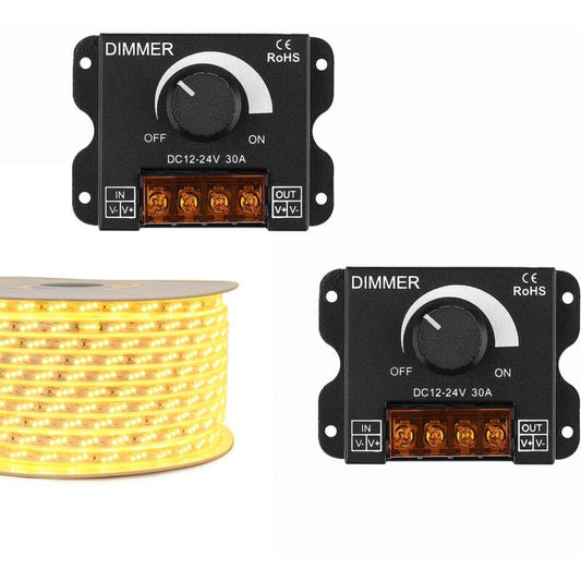 LED ROtary LED Dimmer Switch Dimming Controller Dc 12V-24V 30A Pwm Dimmer Knob For Adjusting Brightness(2 Pack)
