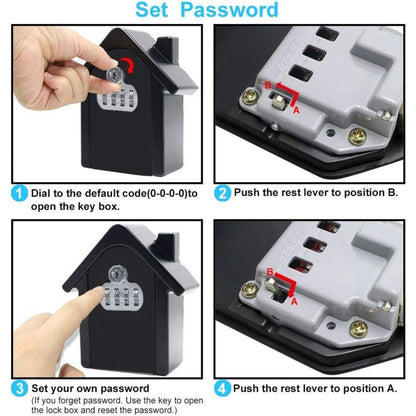 Wall Mounted Key Safe Box With Digital Code & Emergency Keys, Large Key Safe Box Xl Size Outdoor Key Safe For Home,