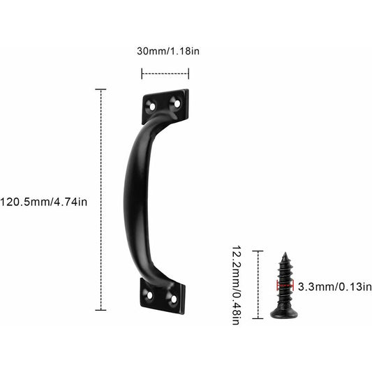 Black Furniture Handle, 10 Pieces Kitchen Cabinet Handles, Arc Drawer Handles, Effortless Push And Pull, With 40
