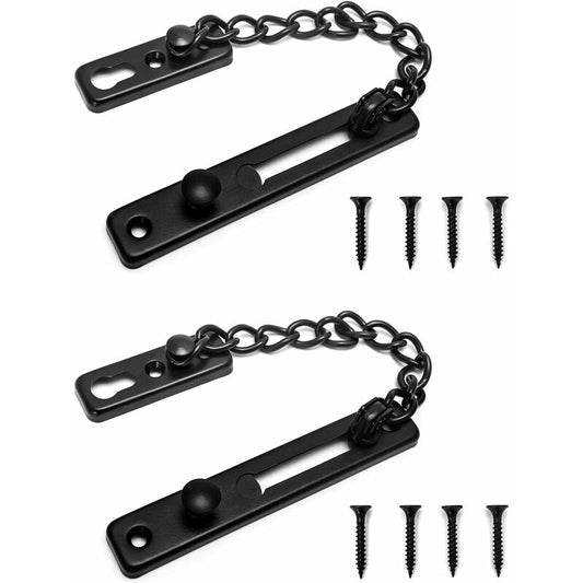 2 pcs Door Lock Chain With Screws, Anti-Theft Security Door Lock Chain For Interior Door Home Security