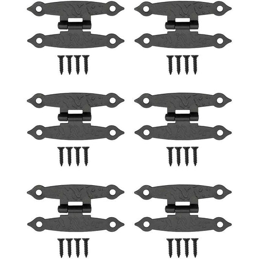 6 pcs Antique Metal Hinges For Cabinets, Cupboard Doors, Chests, Crates Retro Country House Style 65 X 34Mm