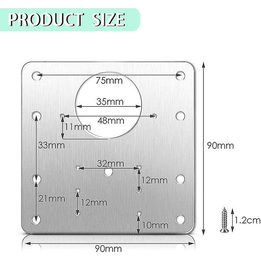 8 pcs Stainless Steel Cabinet Hinge Repair Plate With 48 Screws