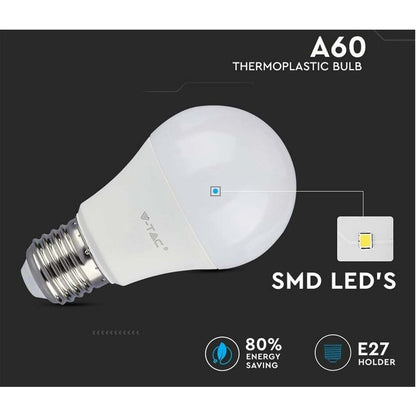 Pack Of 10 Pack Of 10 E27 9W A60 LED Bulbs - Warm White Light 4200K - 806 Lumen