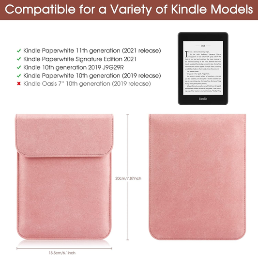 Universal Sleeve Case for 6"，6.8", Kindle Paperwhite/Colorsoft/Signature Edition 2024-2012 Sleeve Bag Pouch Cover for 6-6.8'' Kobo/Tolino/Pocketbook 6-inch ebook Reader,Pink