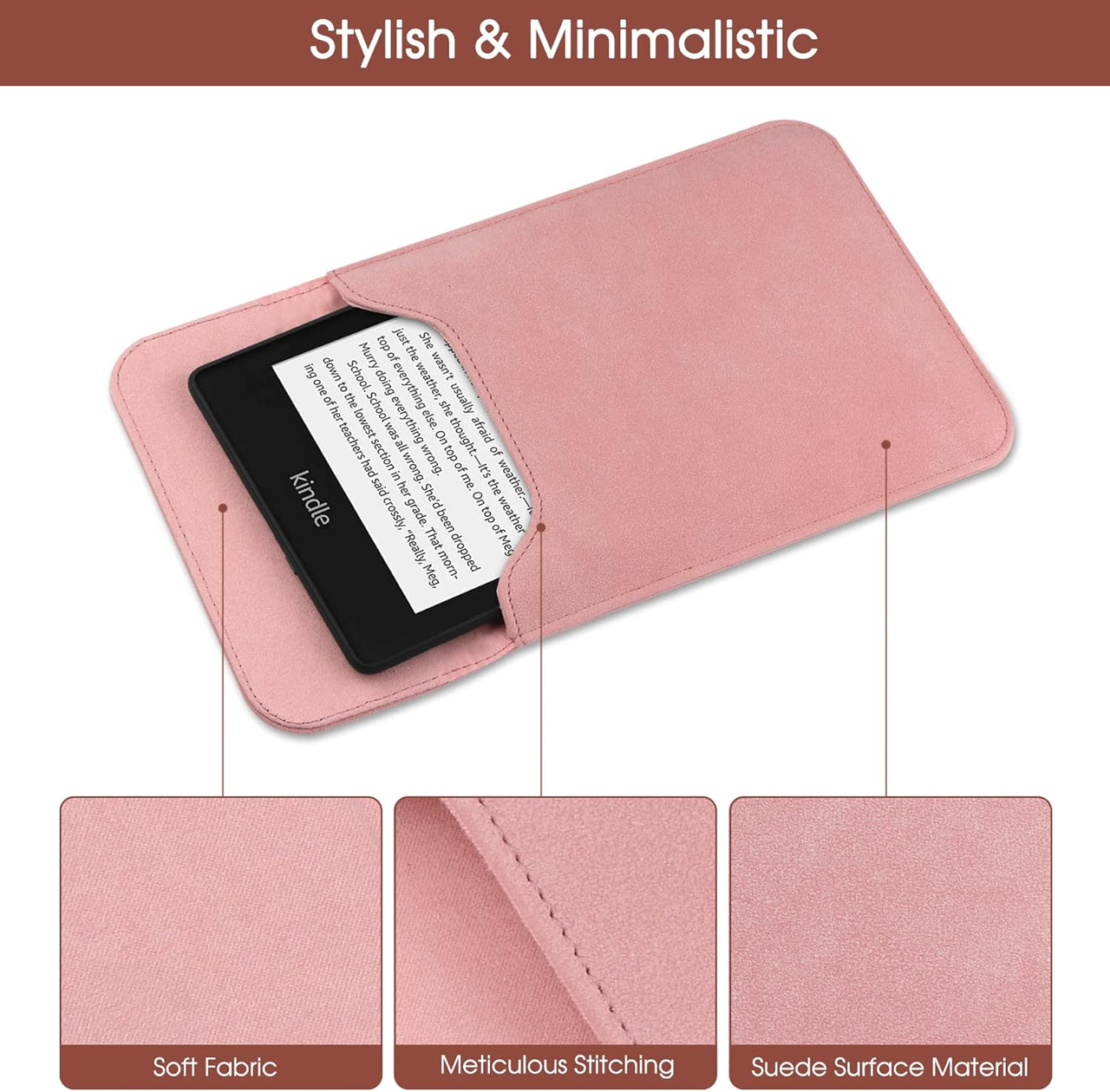 Universal Sleeve Case for 6"，6.8", Kindle Paperwhite/Colorsoft/Signature Edition 2024-2012 Sleeve Bag Pouch Cover for 6-6.8'' Kobo/Tolino/Pocketbook 6-inch ebook Reader,Pink