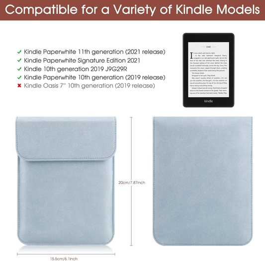 Universal Sleeve Case for 6"，6.8", Kindle Paperwhite/Colorsoft/Signature Edition 2024-2012 Sleeve Bag Pouch Cover for 6-6.8'' Kobo/Tolino/Pocketbook 6-inch ebook Reader,Blue