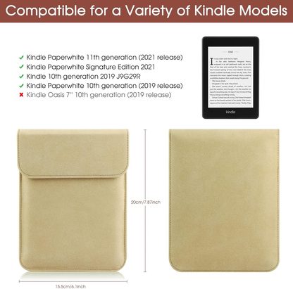 Universal Sleeve Case for 6"，6.8", Kindle Paperwhite/Colorsoft/Signature Edition 2024-2012 Sleeve Bag Pouch Cover for 6-6.8'' Kobo/Tolino/Pocketbook 6-inch ebook Reader,Khaki