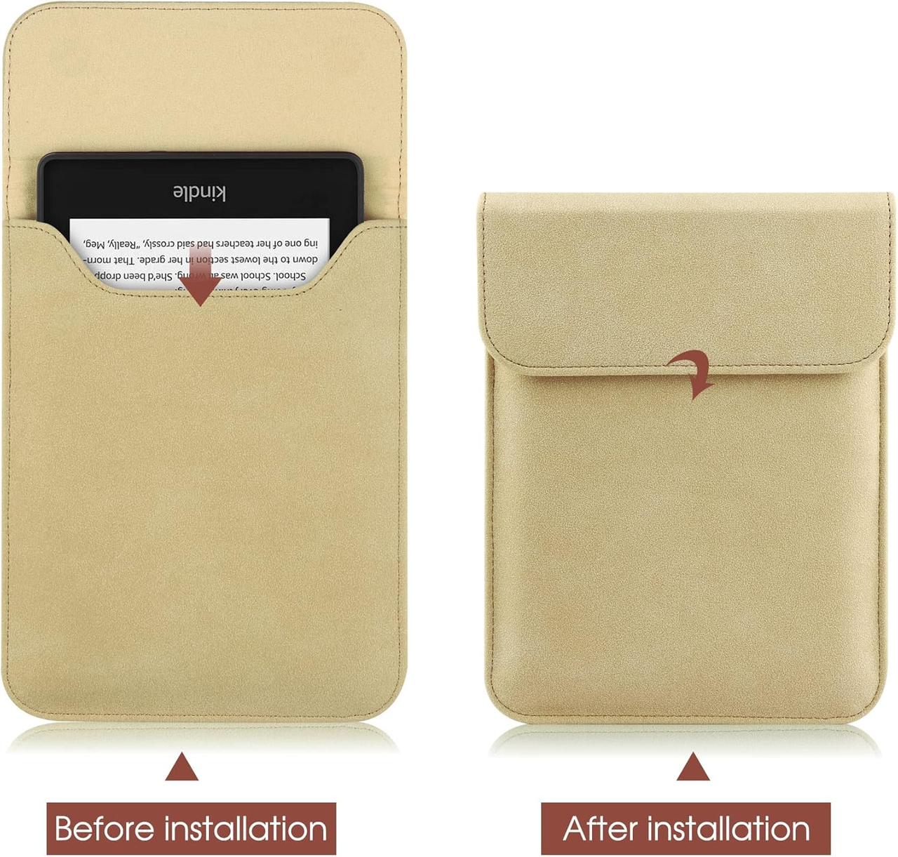 Universal Sleeve Case for 6"，6.8", Kindle Paperwhite/Colorsoft/Signature Edition 2024-2012 Sleeve Bag Pouch Cover for 6-6.8'' Kobo/Tolino/Pocketbook 6-inch ebook Reader,Khaki