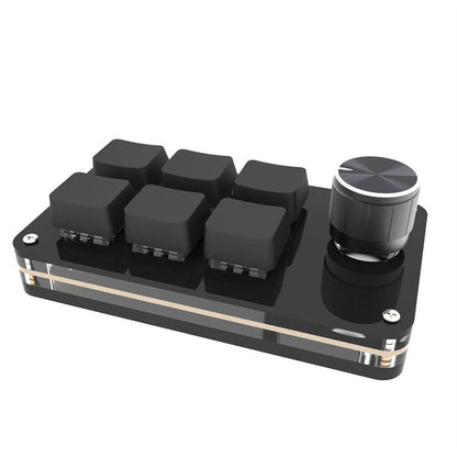 Mini 6-button keyboard, programmable keys, customizable shortcuts, mechanical USB keyboard