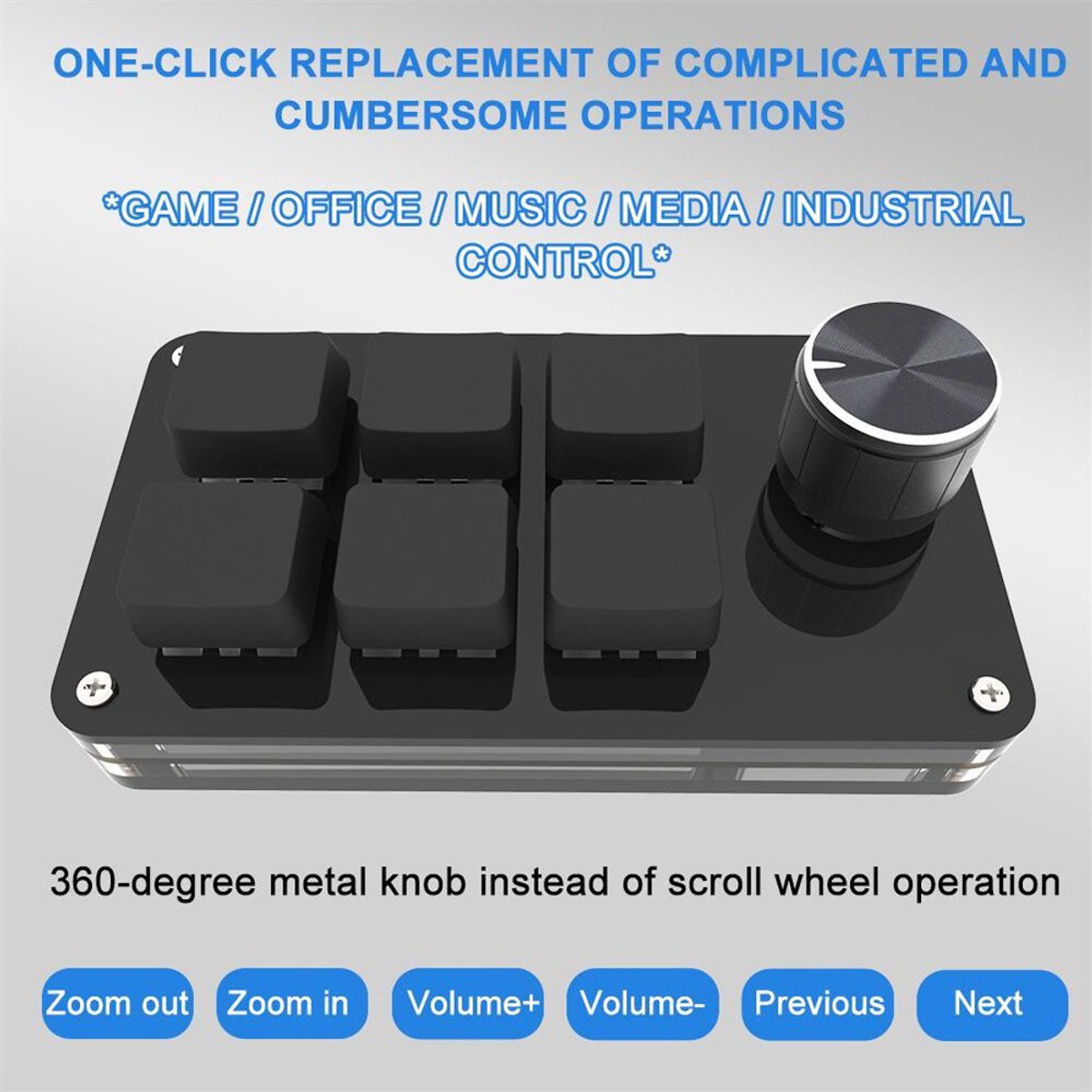 Mini 6-button keyboard, programmable keys, customizable shortcuts, mechanical USB keyboard