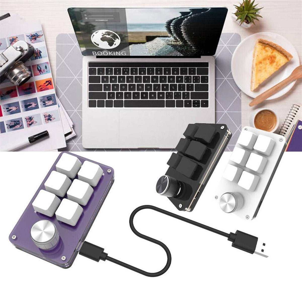 Mini 6-button keyboard, programmable keys, customizable shortcuts, mechanical USB keyboard