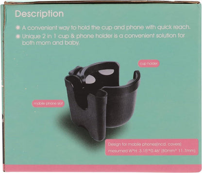 Stroller cup holder, universal stroller/pram cup holder, baby stroller organizer, drink and coffee cup holder with phone storage box, suitable for baby and bicycle