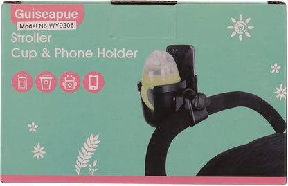 Stroller cup holder, universal stroller/pram cup holder, baby stroller organizer, drink and coffee cup holder with phone storage box, suitable for baby and bicycle