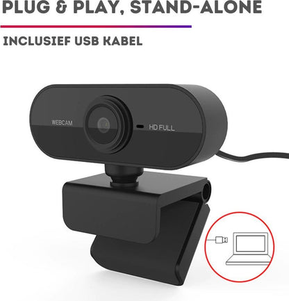 Full HD Webcam - 1080p - Webcam with Microphone - Computer - Laptop - Autofocus - Work from Home - Webcam for PC - USB - Black - Windows & Mac - Black Friday 2020 Deals
