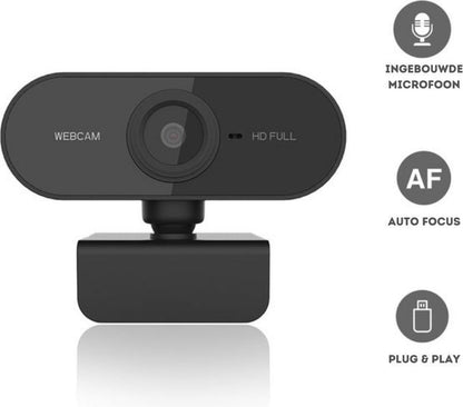 Full HD Webcam - 1080p - Webcam with Microphone - Computer - Laptop - Autofocus - Work from Home - Webcam for PC - USB - Black - Windows & Mac - Black Friday 2020 Deals