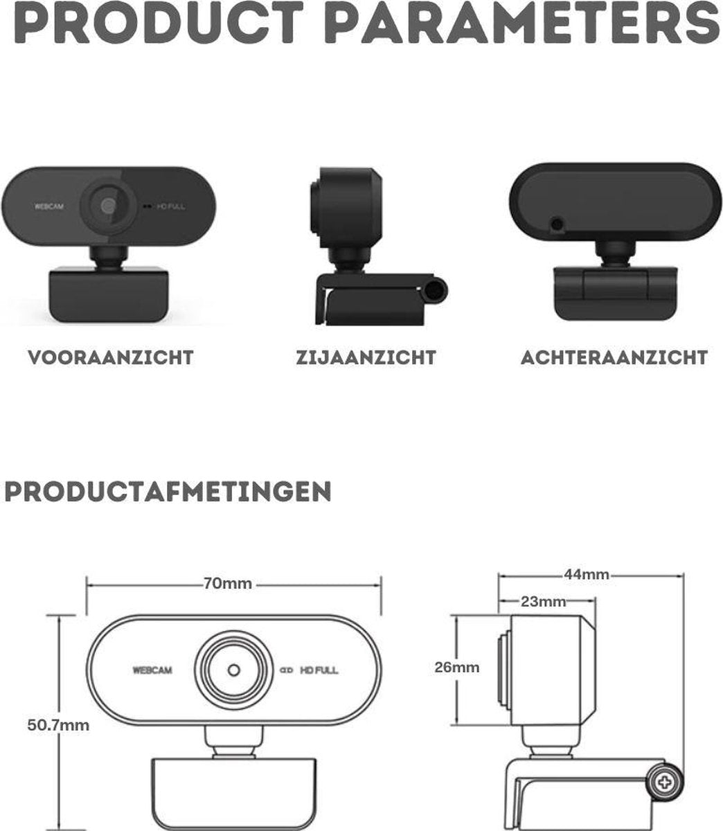 Full HD Webcam - 1080p - Webcam with Microphone - Computer - Laptop - Autofocus - Work from Home - Webcam for PC - USB - Black - Windows & Mac - Black Friday 2020 Deals