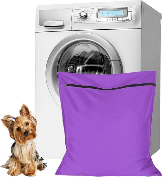Pet Laundry Bags - Polyester Twill Laundry Bags - Large Zippered Laundry Bags - Prevents Pet Hair from Clogging Laundry Bags - Washing Machine Safe, 70 x 80 cm, Laundry Bag for Dogs, Cats, and Rabbits (Purple) - L