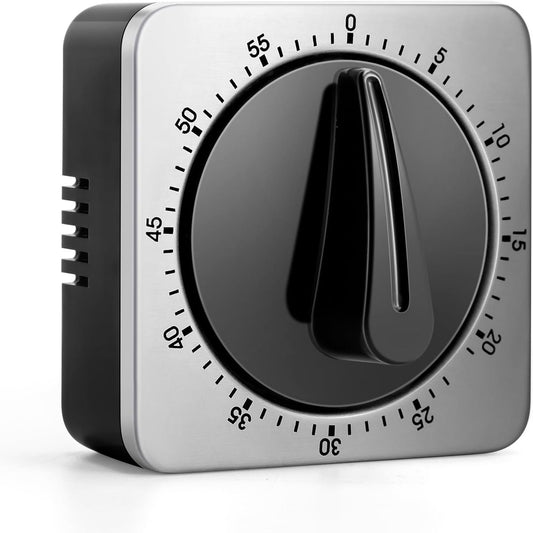 Kitchen Timers for Cooking - Chef's Kitchen Timer with Audible Alarm - Mechanical Desktop Timer - No Batteries Required - Magnetic Back - Beautiful Stainless Steel Magnetic Countdown Reminder