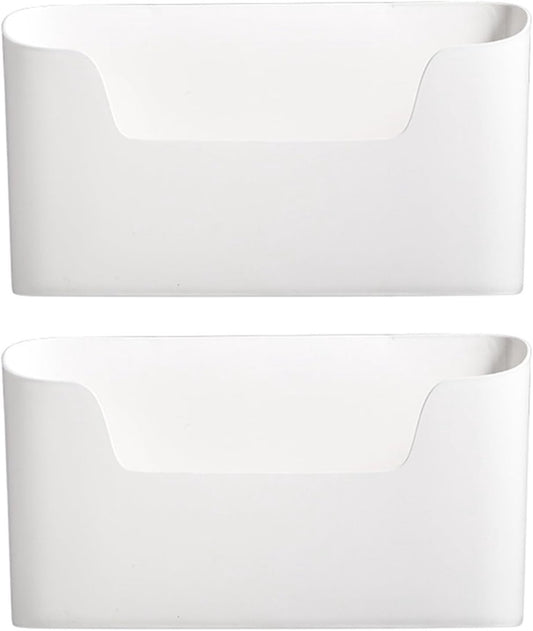 Storage boxes - Wall-mounted storage boxes - Wall-mounted filing cabinets - Mail and magazine organizers - Self-adhesive single-compartment door - No drilling required - For storing office supplies - (White, set of 2)