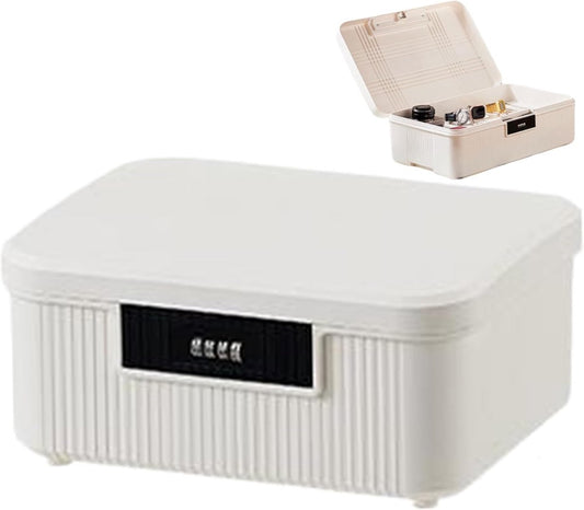 Lockable storage box - 9L lockable pillbox with double combination lock - Waterproof lockable box with combination lock - Perfect for personal belongings at home or in the office - Wit