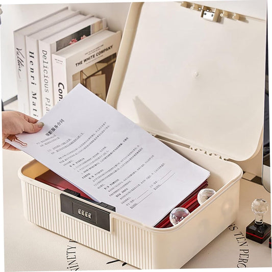 Lockable storage box - 9L lockable pillbox with double combination lock - Waterproof lockable box with combination lock - Perfect for personal belongings at home or in the office - Wit
