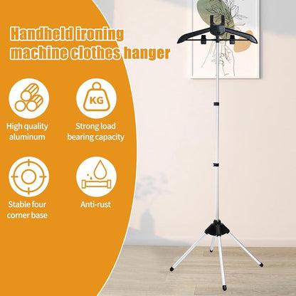 Hanger - Folding ironing hanger - Garment steamer hanger - Folding hanger - Hanger for portable garment steamer with ironing gloves - Telescopic support - Folding garment steamer hanger (black)
