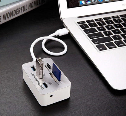 USB 3.0 Hub with 3-Port Splitter and Memory Card Reader - SD/TF/Micro SD Card Reader - USB 3.0 Hub