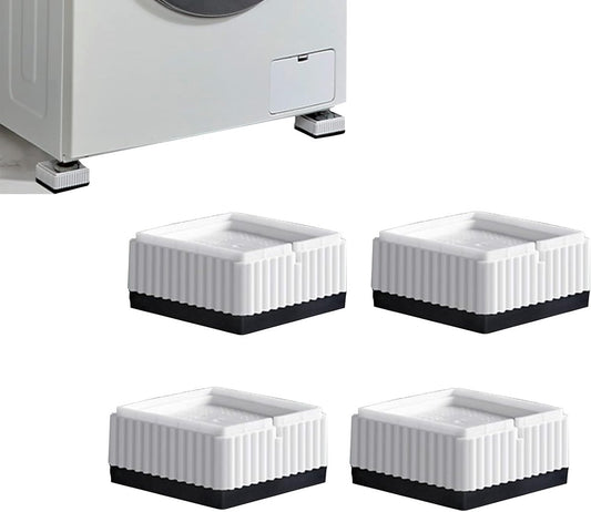 Universal anti-vibration feet - 4x square furniture risers - Stackable table feet for washing machine, non-slip stabilizers for washing machines and furniture (3.3 cm (1.3 inch), White)